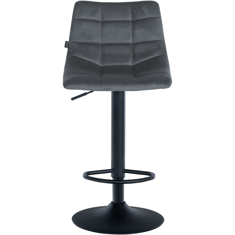 Tabouret de bar Jerry, velours, noir/gris foncé