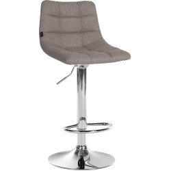 Tabouret de bar Jerry, tissu, gris chromé