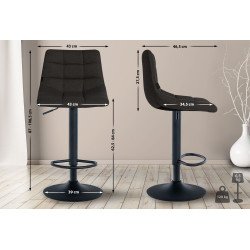 Tabouret de bar Jerry, tissu noir