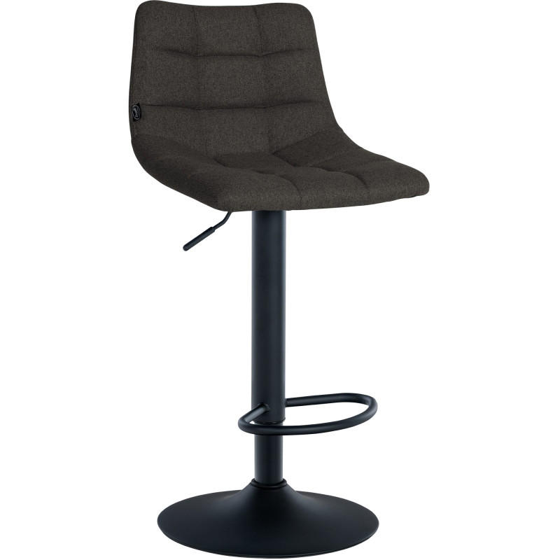 Tabouret de bar Jerry, tissu noir/gris foncé