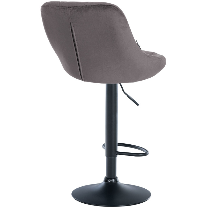 Tabouret de bar Lazio en velours noir et gris
