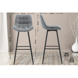 Set di 2 sgabelli da bar Dartford in tessuto grigio