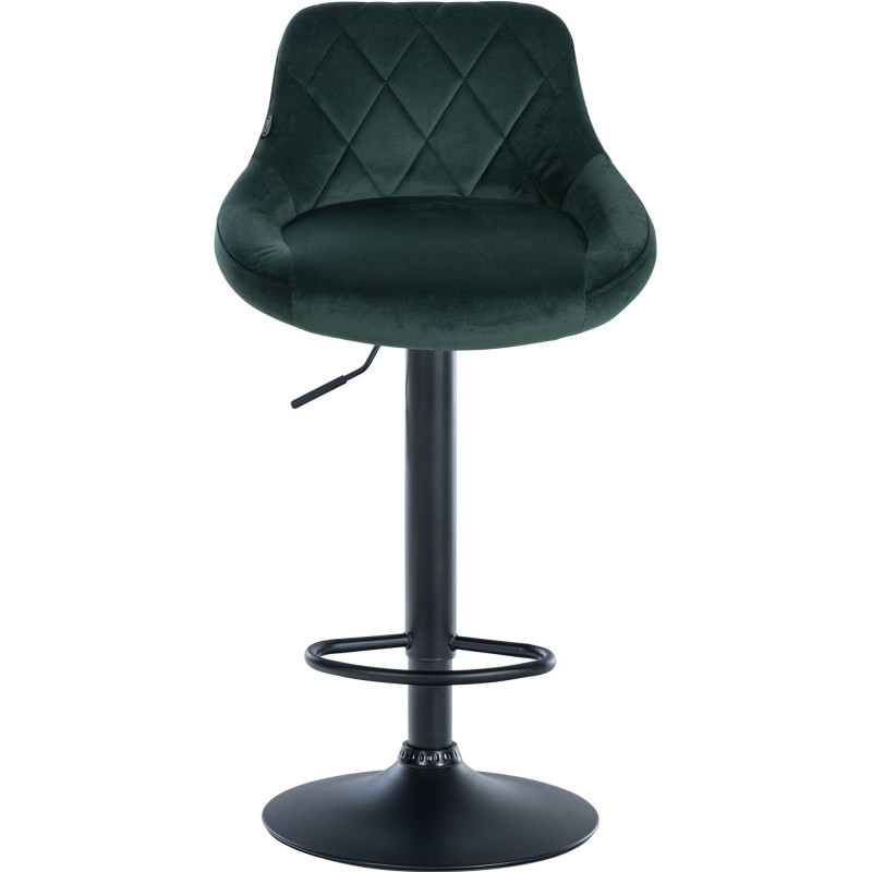 Tabouret de bar Lazio en velours, noir/vert foncé