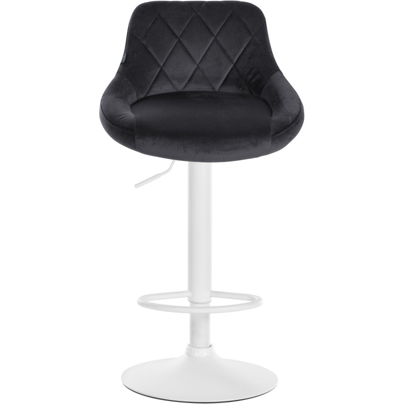 Tabouret de bar Lazio en velours, blanc/gris foncé