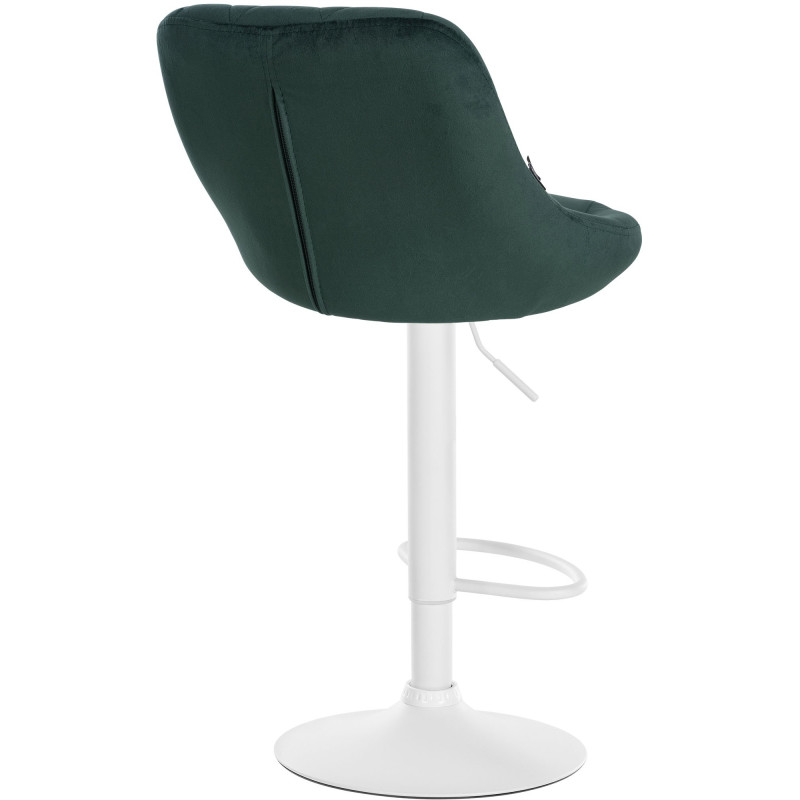 Tabouret de bar Lazio en velours, blanc/vert foncé