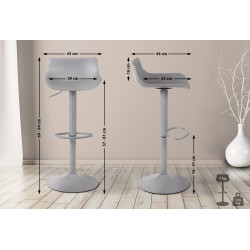 Conjunto de 4 banquetas de bar Aveiro, cinza