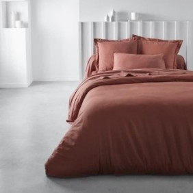 Housse de couette TODAY Essential - 240 x 260 cm - 2 personnes - 100% Coton uni - Terracotta