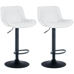Lot de 2 tabourets de bar Minosa, similicuir, blanc