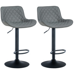 Lot de 2 tabourets de bar Minosa, similicuir, gris