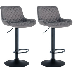 Ensemble de 2 tabourets de bar Minosa en velours gris foncé