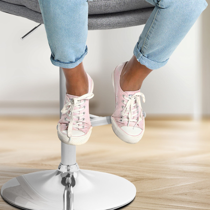 Tabouret de bar Damar, tissu, gris chromé