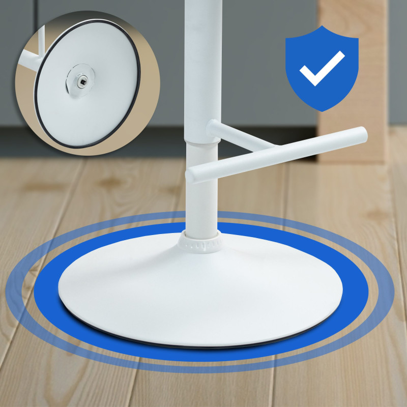 Tabouret de bar Damar, tissu blanc/crème