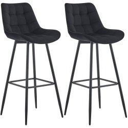 Lot de 2 tabourets de bar Dartford en velours noir