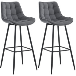Lot de 2 tabourets de bar en velours Dartford gris foncé