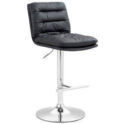 Tabouret de bar Damar, similicuir, chrome, noir