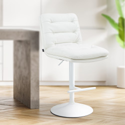 Tabouret de bar Damar, similicuir, blanc
