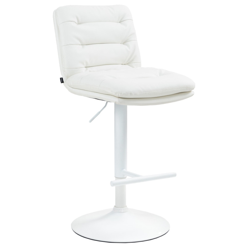 Tabouret de bar Damar, similicuir, blanc