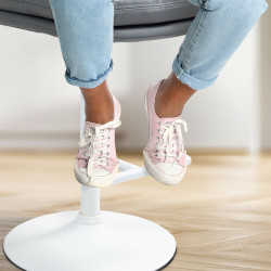 Banqueta de bar Damar, em couro sintético, branca/cinza