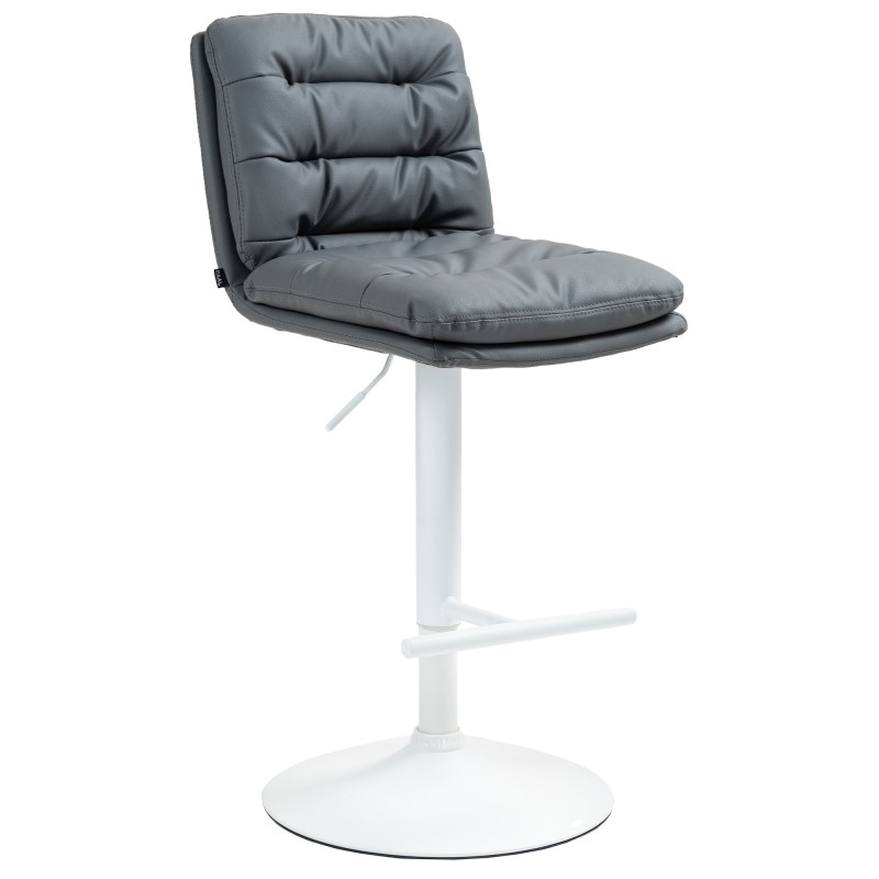 Tabouret de bar Damar, similicuir, blanc/gris