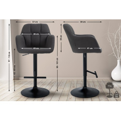 Tabouret de bar Natoma, tissu, noir