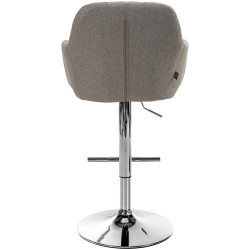 Tabouret de bar Natoma, tissu, chrome, taupe