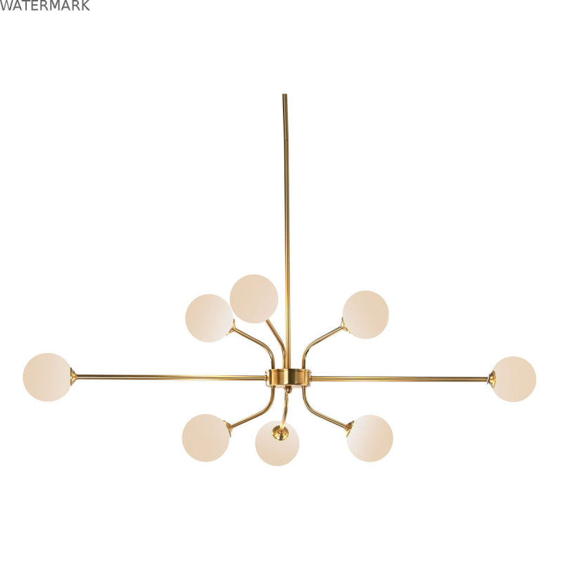 Suspension DKD Home Decor Blanc Doré Métal Verre 9 W 110 x 38 x 38 cm Suspension DKD Home Decor Blanc Doré Métal Verre 9 W 110 x 38 x 38 cm