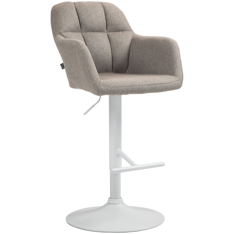 Tabouret de bar Natoma, tissu, blanc/taupe