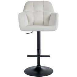 Tabouret de bar Natoma en velours, noir et crème