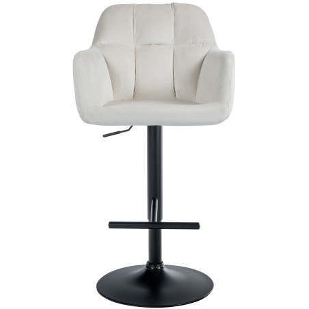 Tabouret de bar Natoma en velours, noir et crème