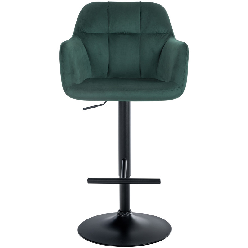 Tabouret de bar Natoma en velours, noir/vert