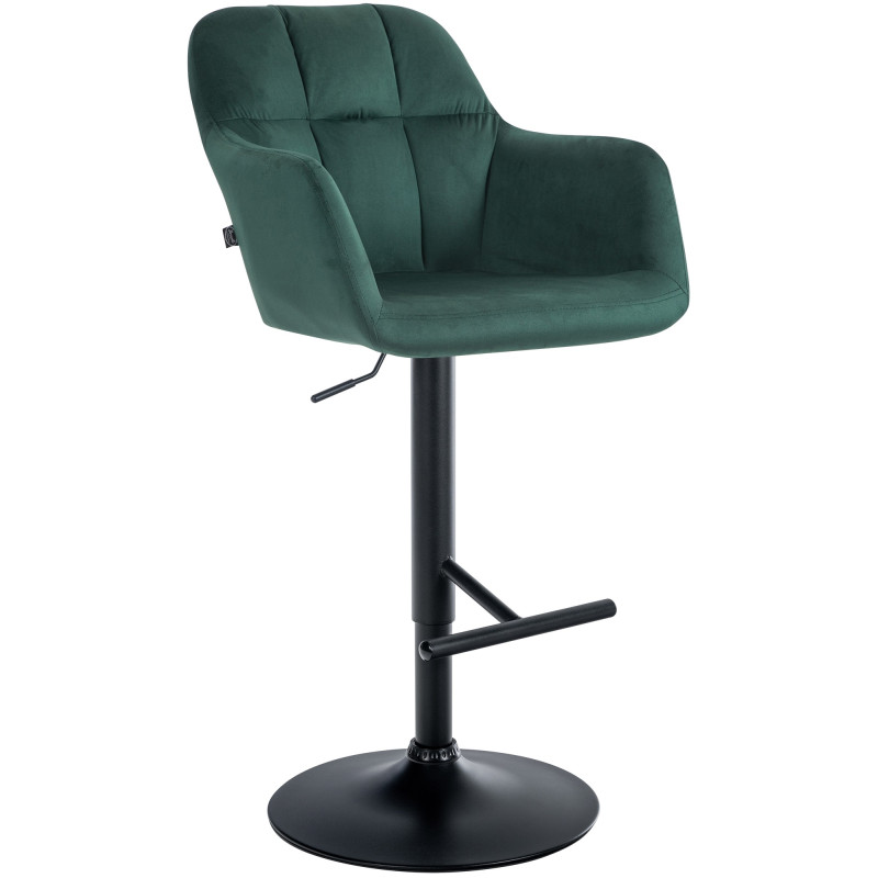 Tabouret de bar Natoma en velours, noir/vert