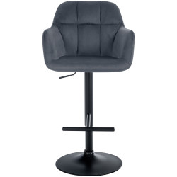 Tabouret de bar Natoma en velours, noir/gris foncé