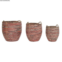 Set de basket DKD Home Decor Pêche Naturel Boho 52 x 52 x 58 cm