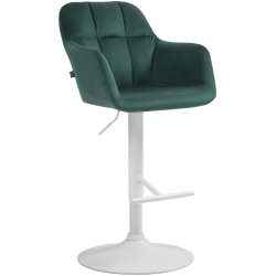 Tabouret de bar Natoma en velours, blanc/vert