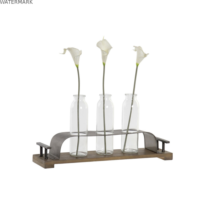 Vase DKD Home Decor Marron Noir Métal Verre 45 x 11 x 22 cm (3 Pièces)