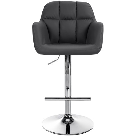 Tabouret de bar Natoma, similicuir, chrome, noir