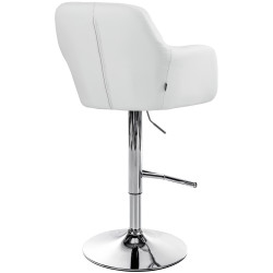 Tabouret de bar Natoma, similicuir, chrome, blanc