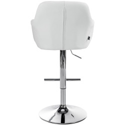 Tabouret de bar Natoma, similicuir, chrome, blanc