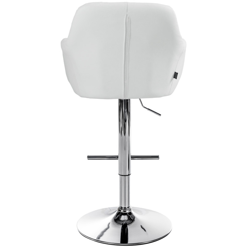 Tabouret de bar Natoma, similicuir, chrome, blanc