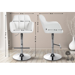 Tabouret de bar Natoma, similicuir, chrome, blanc