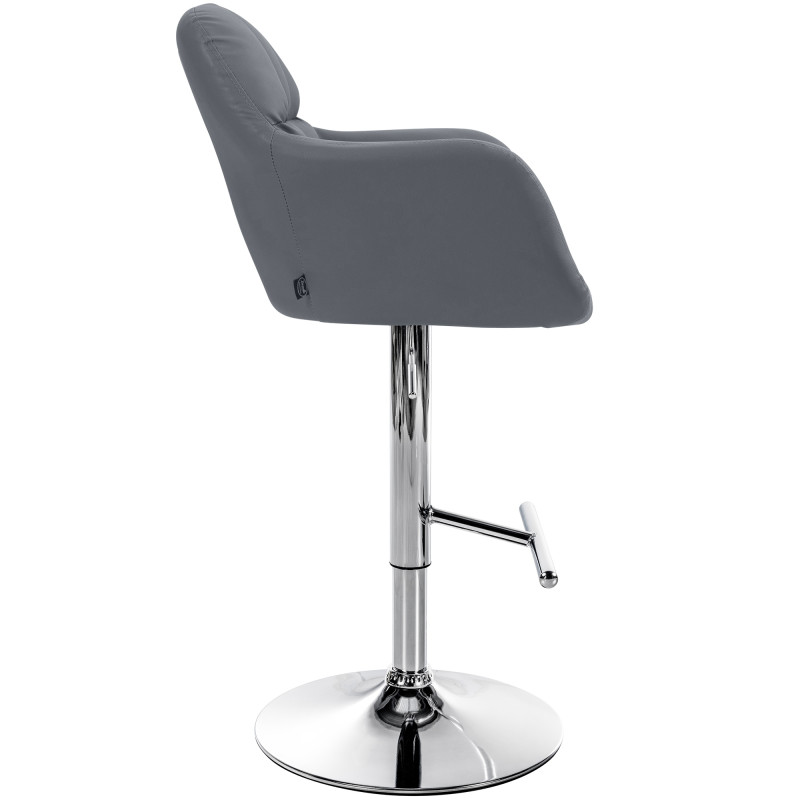 Tabouret de bar Natoma, similicuir, gris chromé