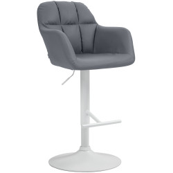 Tabouret de bar Natoma, similicuir, blanc/gris