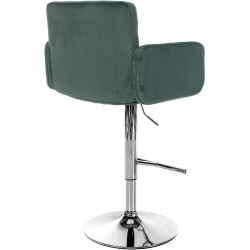 Tabouret de bar Los Angeles, velours, chrome, vert foncé