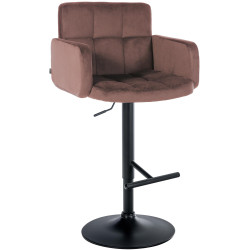 Tabouret de bar en velours Los Angeles, noir et marron