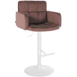 Tabouret de bar en velours Los Angeles, blanc/marron