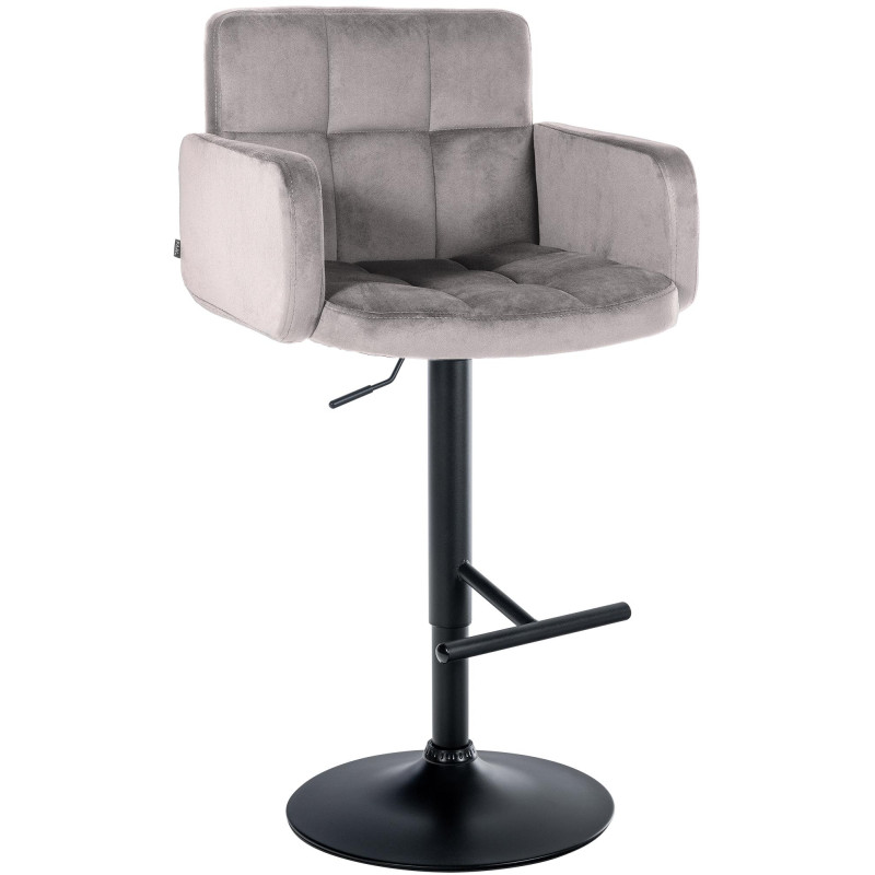 Tabouret de bar Los Angeles, velours, noir et gris