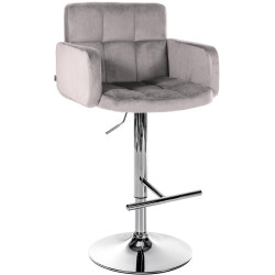Tabouret de bar Los Angeles, velours, gris chromé