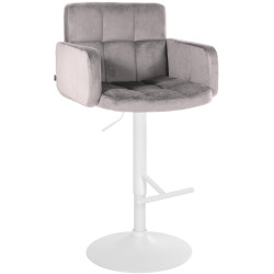 Tabouret de bar en velours Los Angeles, blanc/gris