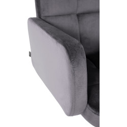 Tabouret de bar Los Angeles, velours, chrome, gris foncé