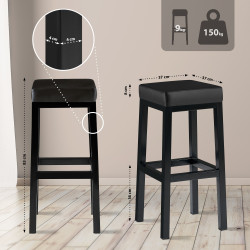 Tabouret de bar Taylor B85, similicuir, noir